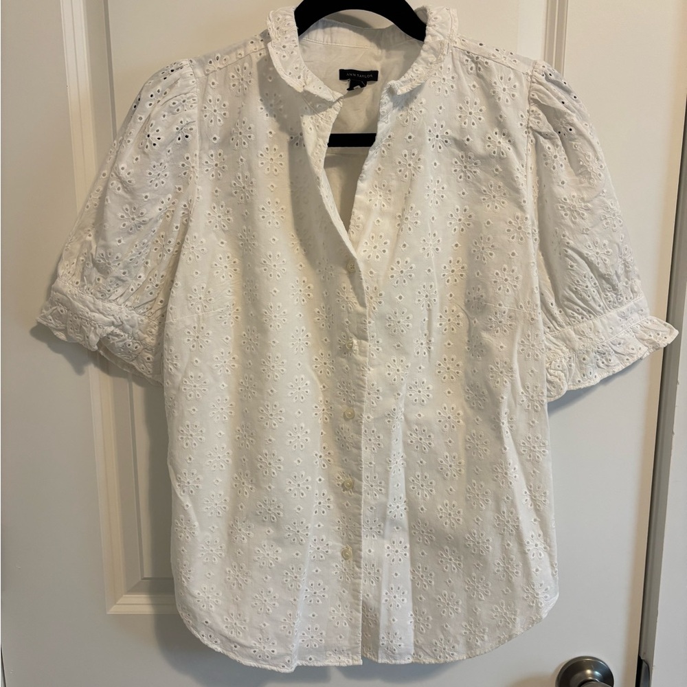 Ann Taylor Ivory Eyelet Blouse